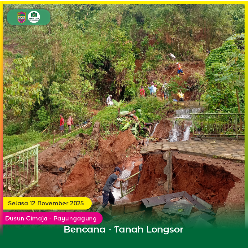 Tanah Longsor di Dusun Cimaja - Kolam Tertimbun dan Satu Makam Terbawa Longsor